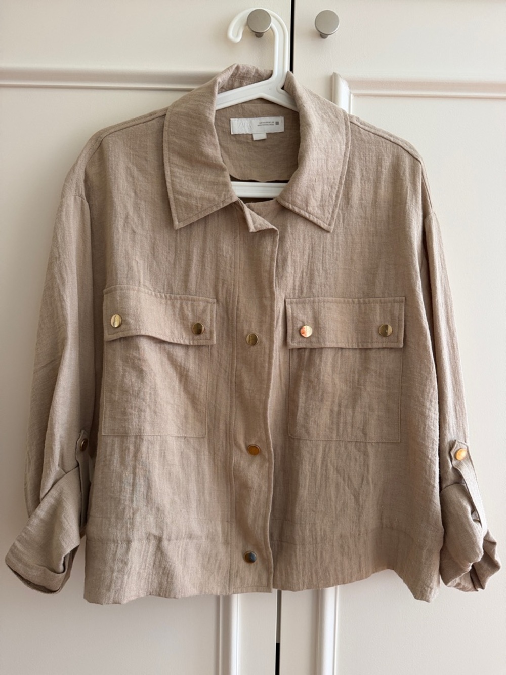 CROPPED ROLLED SLEEVE JACKET